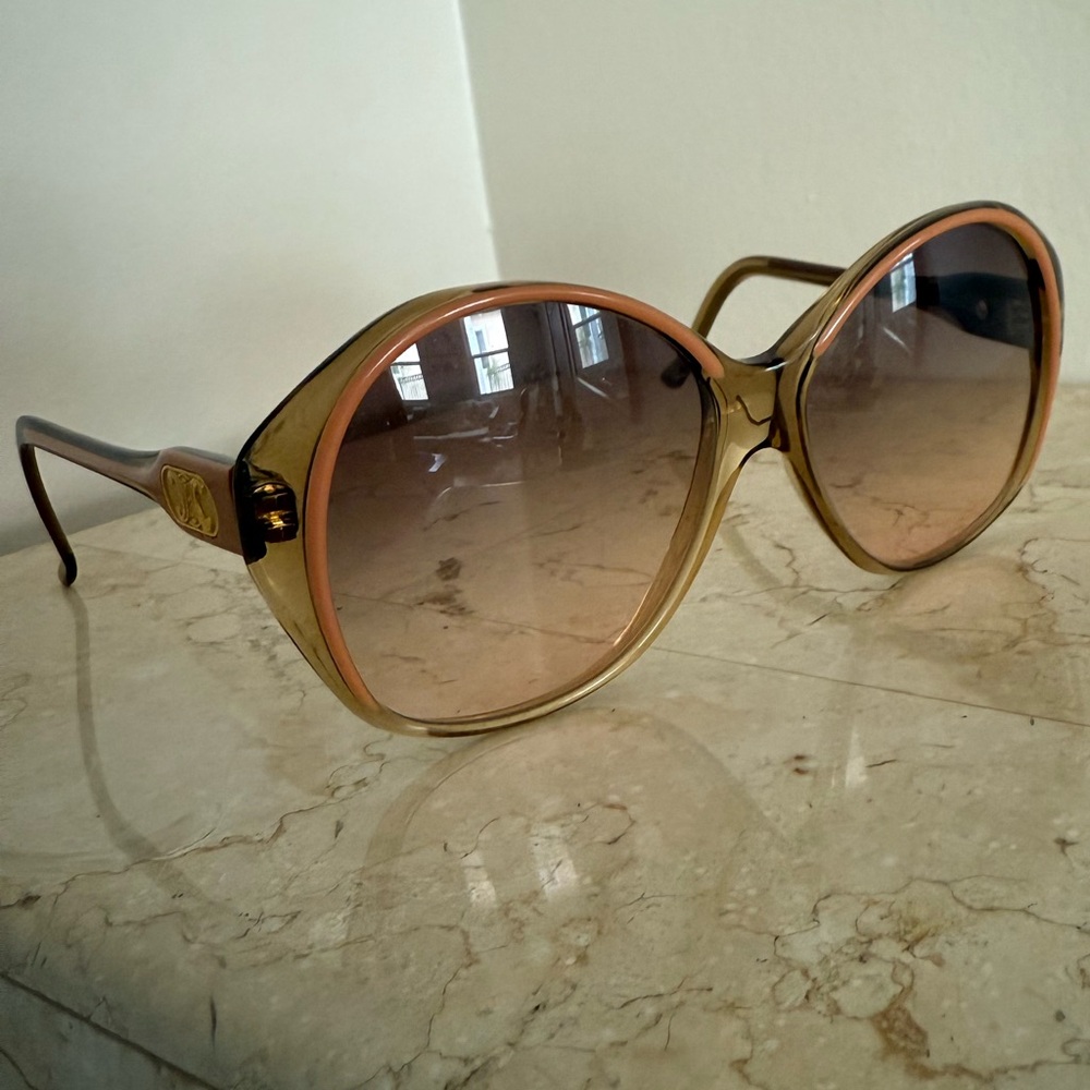 Celine Vintage Chic Oversized Sunglasses - Brown and Gold